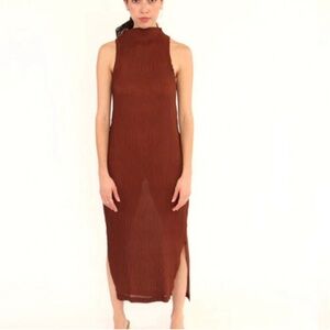 NIN Wave Tank Dress in Burgundy Brown